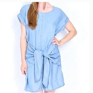 AllSaints Denim Dress Tie Waist Short‎ Sleeve Casual Blue Dress
